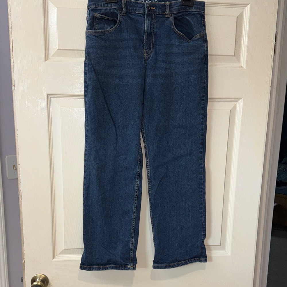 Arizona Dark Blue Boys 18 Husky Straight-Leg Jeans 98% Cotton Stretch Like New